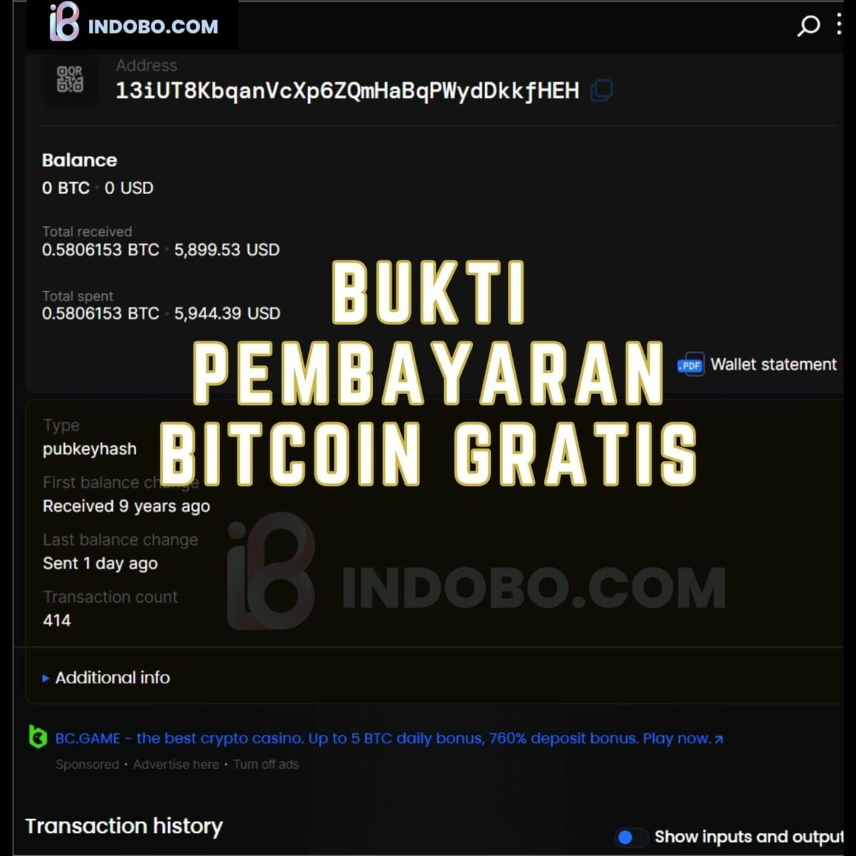 Bukti Pembayaran Bitcoin Gratis