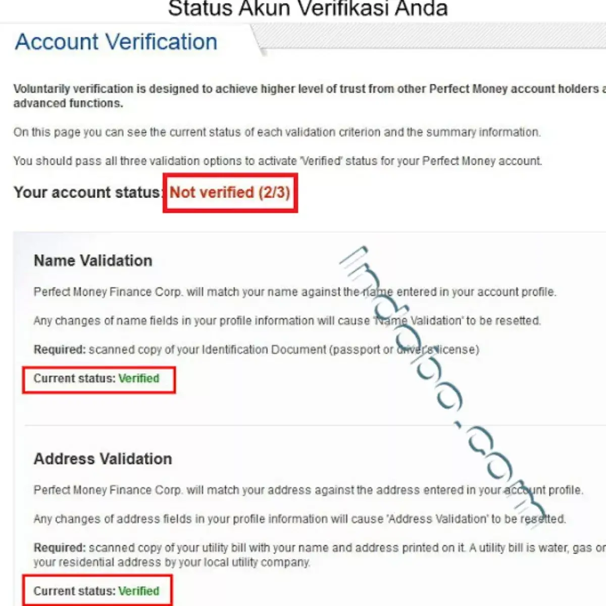 daftar perfect money dan verifikasi perfect money